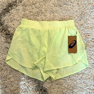NWT ASICS Women’s Neon Lime Athletic Lined Running Shorts Size Small
